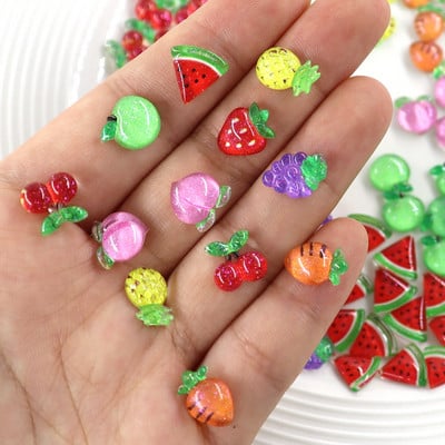 50 τμχ Summer Kawaii 9mm ρητίνη Mini Cherry Fruit Cabochon Στολίδι Γούρια Nail Art Διακόσμηση Flatback Ανταλλακτικά μανικιούρ