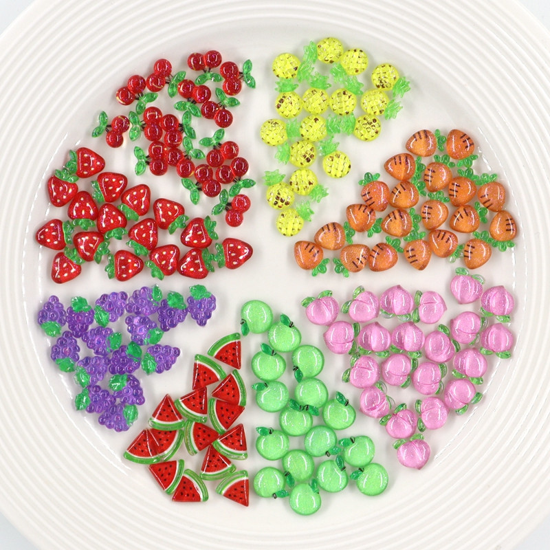 50Gb Summer Kawaii 9mm Resin Mini Cherry Fruit Cabochon Ornament Juvelierizstrādājumu piekariņi Nail Art Decoration Flatback manikīra daļas