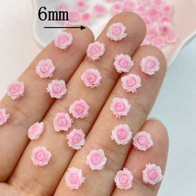 50 gab. Jaukti nagu mākslas sveķi multfilmas rozā ziedu sērija piekariņi Rhinestones DIY amatniecība nagu 3D rotājumi rotaslietas