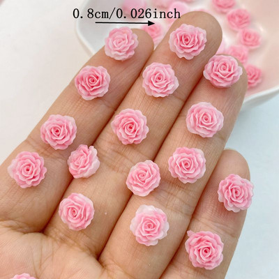 50 gab. Jaukti nagu mākslas sveķi multfilmas rozā ziedu sērija piekariņi Rhinestones DIY amatniecība nagu 3D rotājumi rotaslietas
