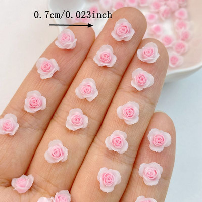 50 gab. Jaukti nagu mākslas sveķi multfilmas rozā ziedu sērija piekariņi Rhinestones DIY amatniecība nagu 3D rotājumi rotaslietas