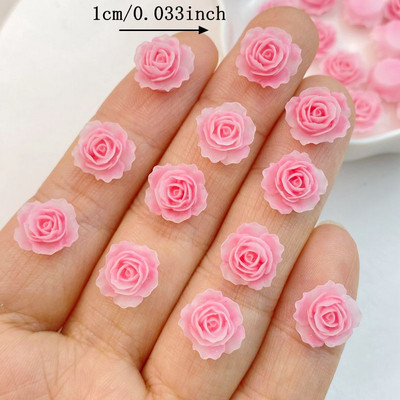 50 gab. Jaukti nagu mākslas sveķi multfilmas rozā ziedu sērija piekariņi Rhinestones DIY amatniecība nagu 3D rotājumi rotaslietas