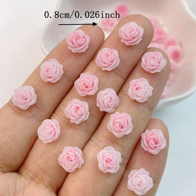 50 gab. Jaukti nagu mākslas sveķi multfilmas rozā ziedu sērija piekariņi Rhinestones DIY amatniecība nagu 3D rotājumi rotaslietas