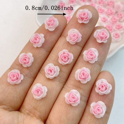 50 gab. Jaukti nagu mākslas sveķi multfilmas rozā ziedu sērija piekariņi Rhinestones DIY amatniecība nagu 3D rotājumi rotaslietas