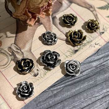 20PCS 3D Alloy Camellia Nail Art Charms Ретро розови цветя Аксесоари за маникюр Нокти Декорация Дизайн Консумативи Материал