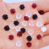 100 gab. Jauni jauki 8 mm sveķu mini ziedi ar plakanu muguru Cabochon albums Kawaii DIY rotājumi aksesuāri