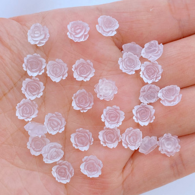 100 gab. Jauni jauki 8 mm sveķu mini ziedi ar plakanu muguru Cabochon albums Kawaii DIY rotājumi aksesuāri