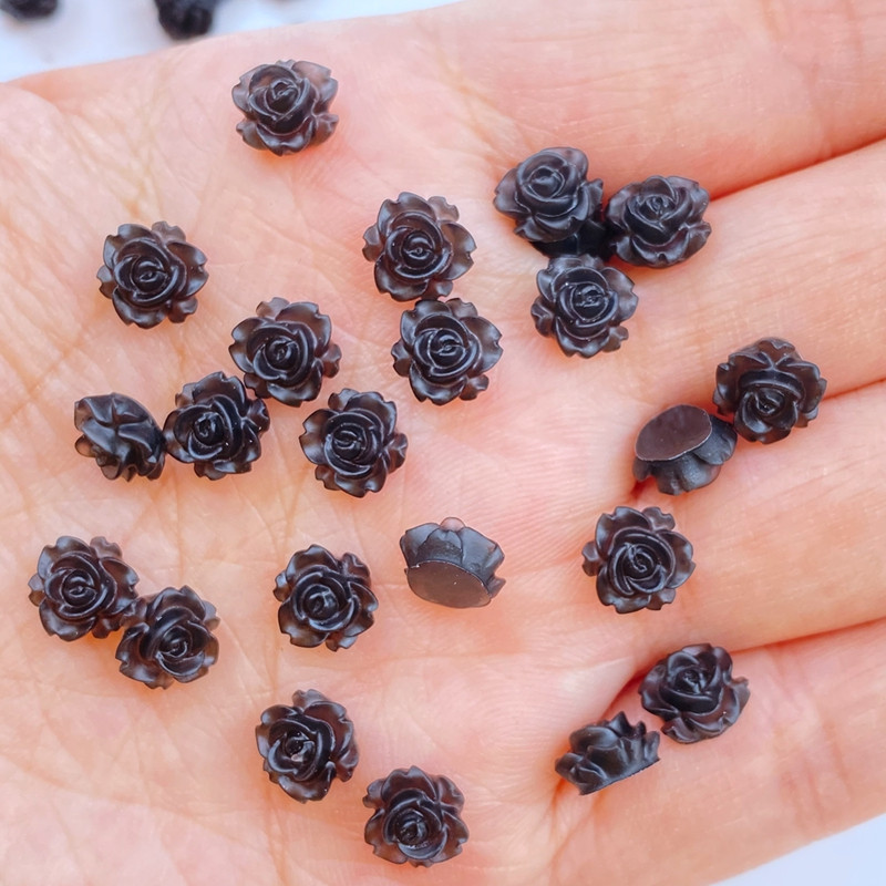 100 gab. Jauni jauki 8 mm sveķu mini ziedi ar plakanu muguru Cabochon albums Kawaii DIY rotājumi aksesuāri