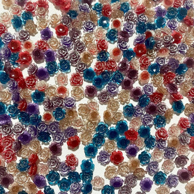 50 Vnt. 8 mm Retro 3D akrilo rožių gėlių nagų dailės žavesiai blizgantys gradientai kamelija nagams dekoruoti manikiūro dekoro priedai