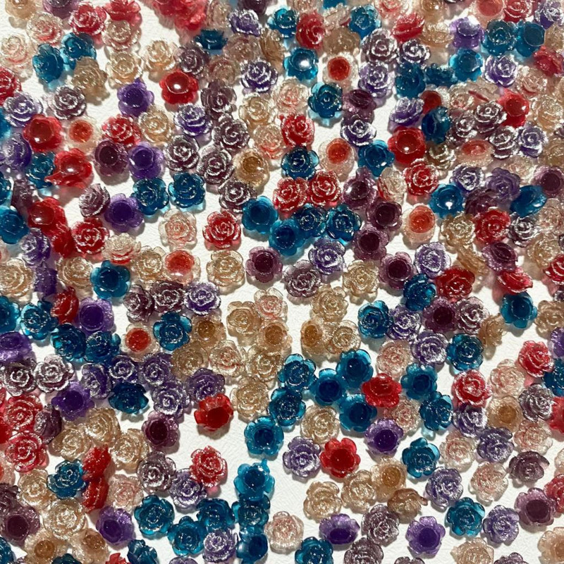 50 Vnt. 8 mm Retro 3D akrilo rožių gėlių nagų dailės žavesiai blizgantys gradientai kamelija nagams dekoruoti manikiūro dekoro priedai