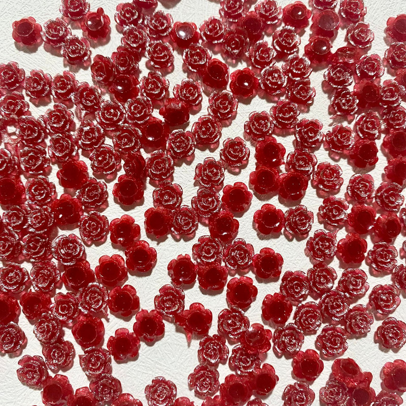 50 Vnt. 8 mm Retro 3D akrilo rožių gėlių nagų dailės žavesiai blizgantys gradientai kamelija nagams dekoruoti manikiūro dekoro priedai