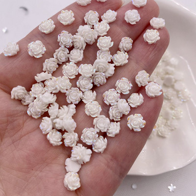 6 mm 8 mm AB smola Biserno prozirni 3D cvijet ruže Kristali Dragulji Ravni kamenčići Spomenari Figurice Applique Nail Art Decor Rukotvorine
