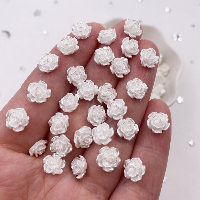 6 mm 8 mm AB smola Biserno prozirni 3D cvijet ruže Kristali Dragulji Ravni kamenčići Spomenari Figurice Applique Nail Art Decor Rukotvorine