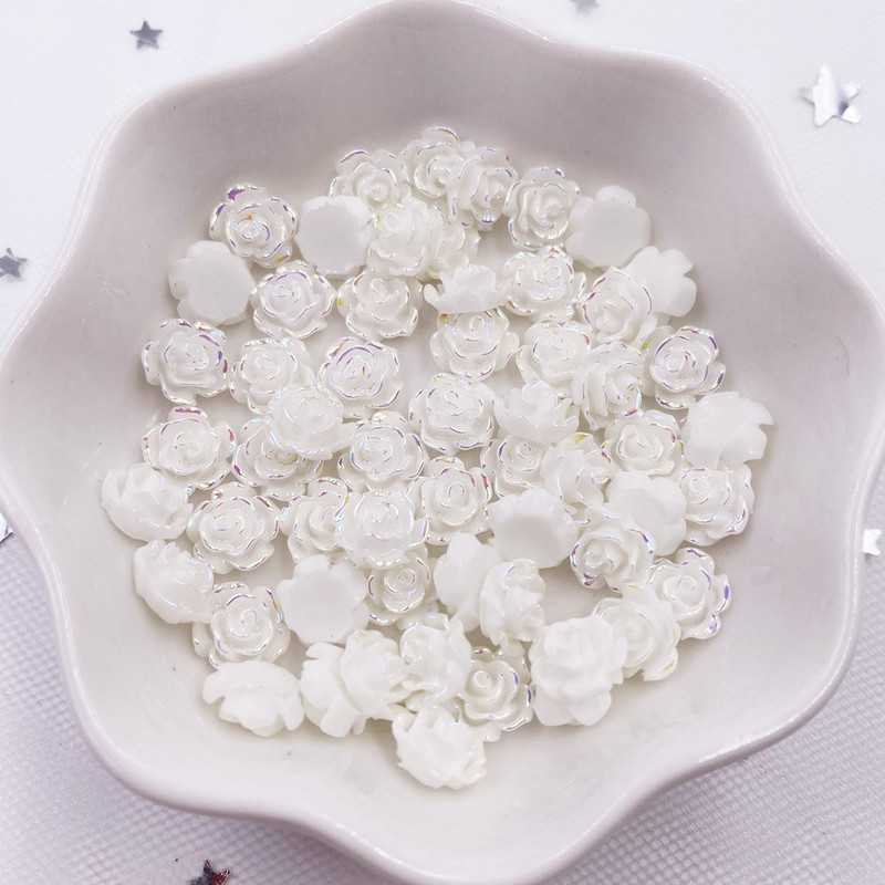 6 mm 8 mm AB smola Biserno prozirni 3D cvijet ruže Kristali Dragulji Ravni kamenčići Spomenari Figurice Applique Nail Art Decor Rukotvorine