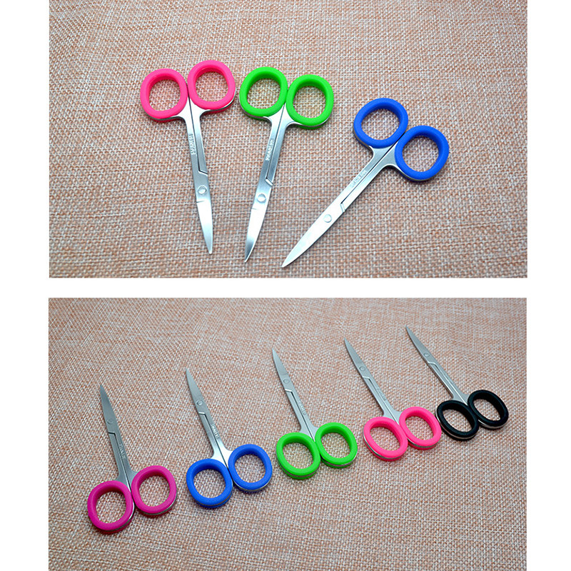 Karštas 1vnt nerūdijančio plieno žalias silikoninis žiedas vaivorykštės antakių apipjaustytos makiažo priemonės Grožio žirklės marlės pjaustytos odelių žirklės.