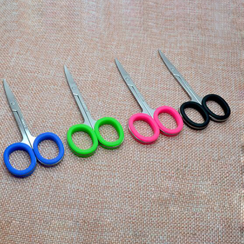 Karštas 1vnt nerūdijančio plieno žalias silikoninis žiedas vaivorykštės antakių apipjaustytos makiažo priemonės Grožio žirklės marlės pjaustytos odelių žirklės.