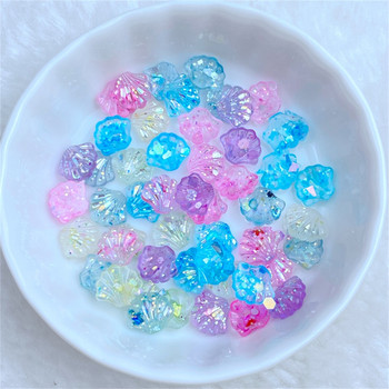 50 бр. Талисмани за нокти от смола Kawaii Delicate 3D Shell Jellyfish Nail Art Decorations Изящна красота на ноктите Аксесоари за чар за нокти