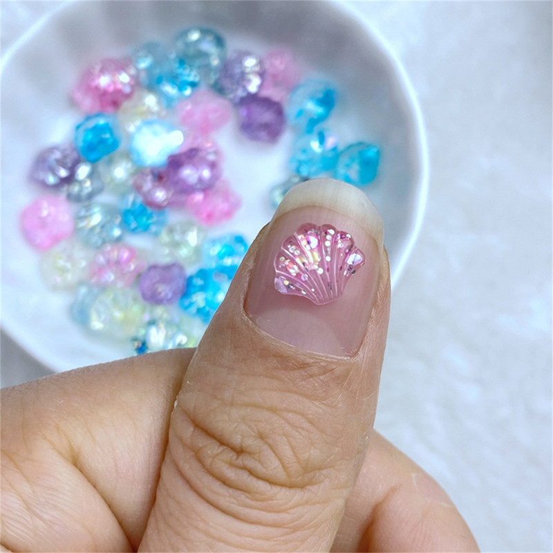 50 gab. Sveķu nagu piekariņi Kawaii Delicate 3D Shell Medūza nagu mākslas rotājumi Izsmalcināti nagu skaistuma nagu mākslas piekariņi