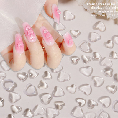 20 τμχ Γιαπωνέζικο πάγο διάφανη ρητίνη Heart Nail Art Charms 3D Kawaii Clear Love Crystal Rhinestone Διακοσμητικά νυχιών DIY Στολίδι