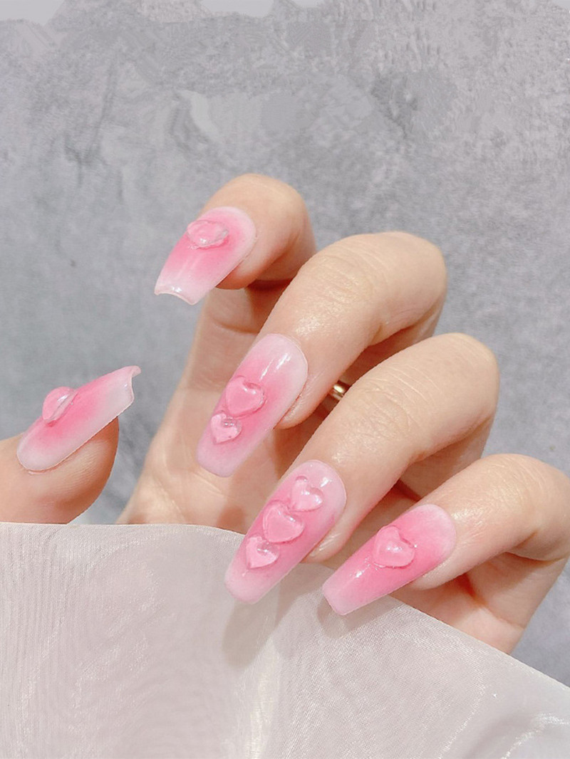 20gab japāņu ledus caurspīdīgi sveķu sirds nagu mākslas piekariņi 3D Kawaii dzidra mīlestības kristāla kalnu strēles akmens nagu dekori DIY ornaments