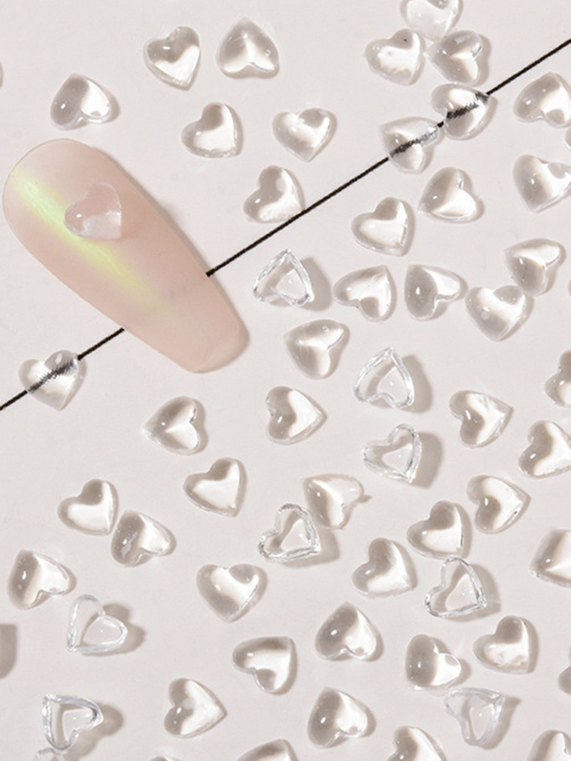 20gab japāņu ledus caurspīdīgi sveķu sirds nagu mākslas piekariņi 3D Kawaii dzidra mīlestības kristāla kalnu strēles akmens nagu dekori DIY ornaments