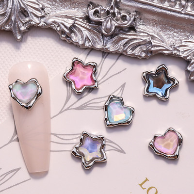 10 ΤΕΜ. Πολυτελές κράμα Love Heart Star Nail Art Rhinestone Charms Ανταλλακτικά Κοσμήματα Αξεσουάρ Μανικιούρ Διακόσμηση Νύχια Διακόσμηση Προμήθειες