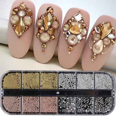 Bijeli biseri Nail Art Rhinestones Poluokrugle perle mješovite veličine Poluokrugle pljosnate perle za DIY ukrase Nail Bead Stones