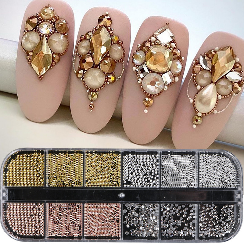 Bijeli biseri Nail Art Rhinestones Poluokrugle perle mješovite veličine Poluokrugle pljosnate perle za DIY ukrase Nail Bead Stones