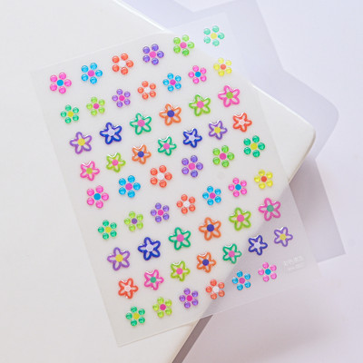 1PC 5D Macaron ziedu/augļu nagu piekariņi uzlīme ar reljefu lāča/zaķa/burtu nagiem slīdņa uzlīmes Vasaras līmējošā manikīra dekors&Y