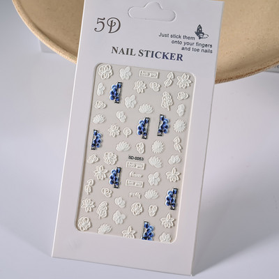 1PC 5D Macaron ziedu/augļu nagu piekariņi uzlīme ar reljefu lāča/zaķa/burtu nagiem slīdņa uzlīmes Vasaras līmējošā manikīra dekors&Y