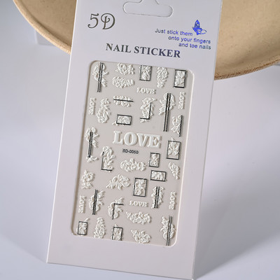 1PC 5D Macaron ziedu/augļu nagu piekariņi uzlīme ar reljefu lāča/zaķa/burtu nagiem slīdņa uzlīmes Vasaras līmējošā manikīra dekors&Y