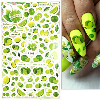 3D стикер за нокти с лимонов плод Череша Creative Fruity Nail Art Сладки самозалепващи се плъзгачи Летен микс дизайн за декорация на маникюр