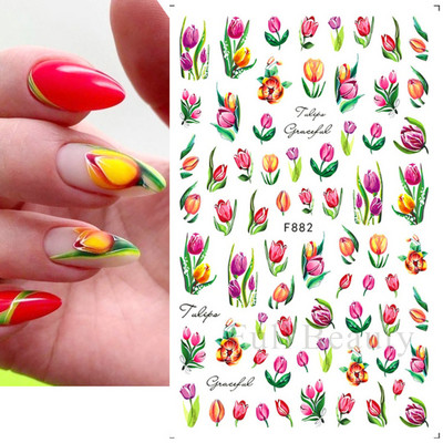 3D citrona augļu nagu uzlīme ķiršu radoša augļu nagu māksla Jauki pašlīmējoši slīdņi vasaras maisījuma dizains manikīra dekorēšanai