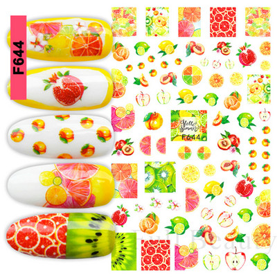 3D citrona augļu nagu uzlīme ķiršu radoša augļu nagu māksla Jauki pašlīmējoši slīdņi vasaras maisījuma dizains manikīra dekorēšanai