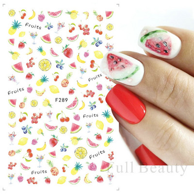 3D citrona augļu nagu uzlīme ķiršu radoša augļu nagu māksla Jauki pašlīmējoši slīdņi vasaras maisījuma dizains manikīra dekorēšanai