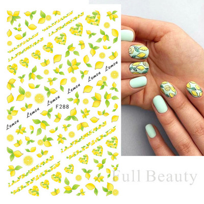 3D citrona augļu nagu uzlīme ķiršu radoša augļu nagu māksla Jauki pašlīmējoši slīdņi vasaras maisījuma dizains manikīra dekorēšanai