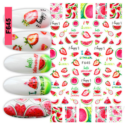 3D citrona augļu nagu uzlīme ķiršu radoša augļu nagu māksla Jauki pašlīmējoši slīdņi vasaras maisījuma dizains manikīra dekorēšanai