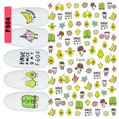 3D citrona augļu nagu uzlīme ķiršu radoša augļu nagu māksla Jauki pašlīmējoši slīdņi vasaras maisījuma dizains manikīra dekorēšanai