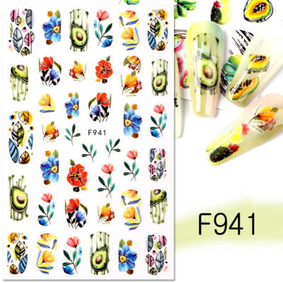 3D citrona augļu nagu uzlīme ķiršu radoša augļu nagu māksla Jauki pašlīmējoši slīdņi vasaras maisījuma dizains manikīra dekorēšanai