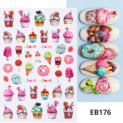 3D citrona augļu nagu uzlīme ķiršu radoša augļu nagu māksla Jauki pašlīmējoši slīdņi vasaras maisījuma dizains manikīra dekorēšanai