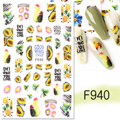 3D citrona augļu nagu uzlīme ķiršu radoša augļu nagu māksla Jauki pašlīmējoši slīdņi vasaras maisījuma dizains manikīra dekorēšanai