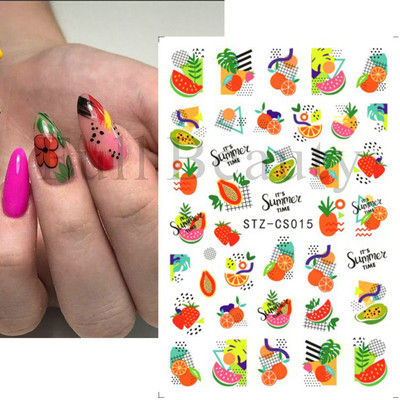 3D citrona augļu nagu uzlīme ķiršu radoša augļu nagu māksla Jauki pašlīmējoši slīdņi vasaras maisījuma dizains manikīra dekorēšanai