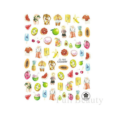 3D citrona augļu nagu uzlīme ķiršu radoša augļu nagu māksla Jauki pašlīmējoši slīdņi vasaras maisījuma dizains manikīra dekorēšanai