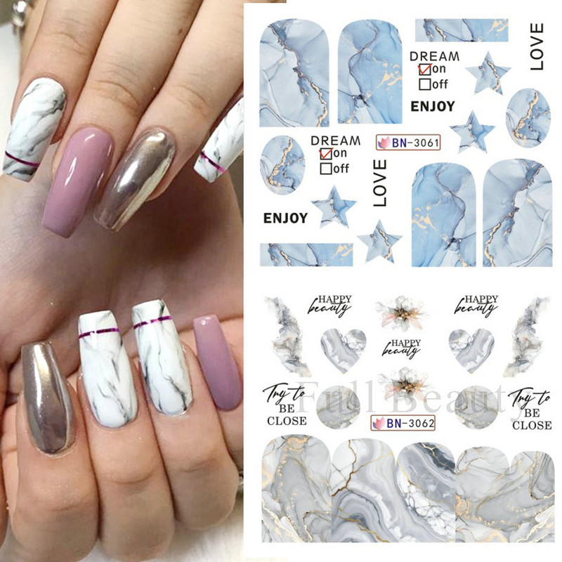 12 tk Marmorist küünte vesikleebised tindiga õitsevad tekstuursed kleebised küüntele gradientkiledega võlusid kevadised liugurid maniküüri kaunistused