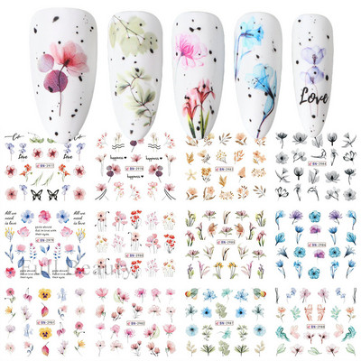 12 db tavaszi virág körömmatricák liliom virágos levél vízáteresztő matricák körömcsúcsokhoz manikűr dekoráció LABN3049-3060