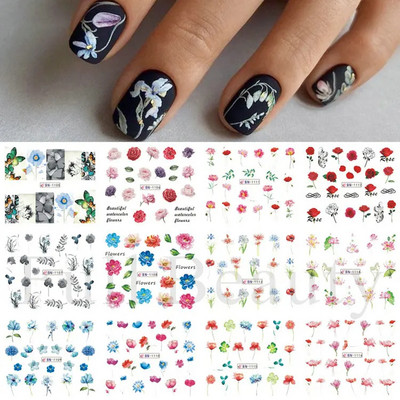 12 db tavaszi virág körömmatricák liliom virágos levél vízáteresztő matricák körömcsúcsokhoz manikűr dekoráció LABN3049-3060