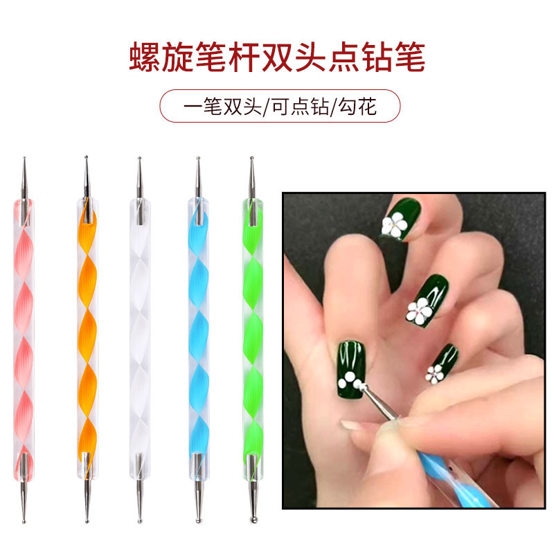 5Pcs/Set Dotting Pen Nail Art Tip Crystal Beads Drška Dual-ended Metal Ball End Crtanje Slikanje Rhinestones Alat za Manikuru