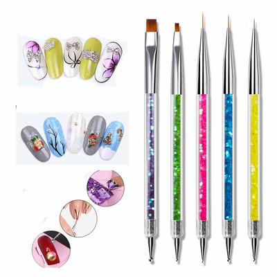 5Pcs Nails Art Dotting Pen Четки за нокти Аксесоари Комплекти инструменти Консумативи за нокти за професионалисти Комплект за маникюр