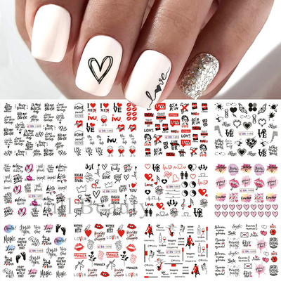 12 komada Crno lišće Slovo Naljepnice za nokte Naljepnice za prijenos vode Ljubičasti cvijet Čipkasti klizači Ukrasi Folije za manikuru LABN