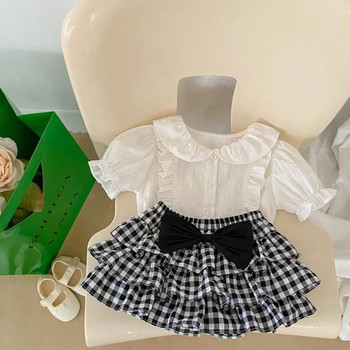 Summer Girls tutu Skirts Toddler Kids καρό βαμβακερή φούστα με φιόγκο Παιδική μίνι φούστα που ταιριάζει 2-8 ετών